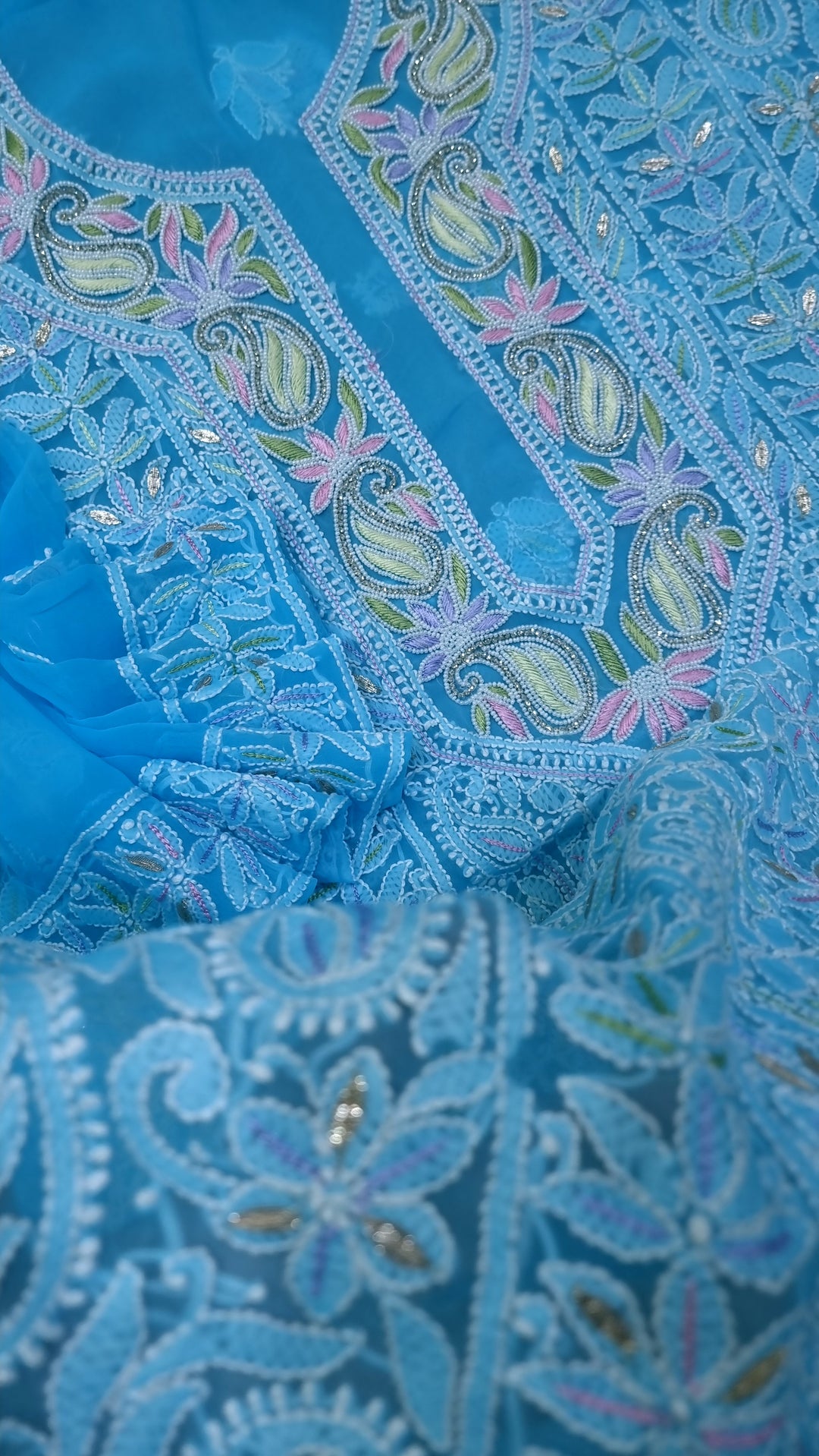 Georgette Chikankari Dress Material Resham Aari Work