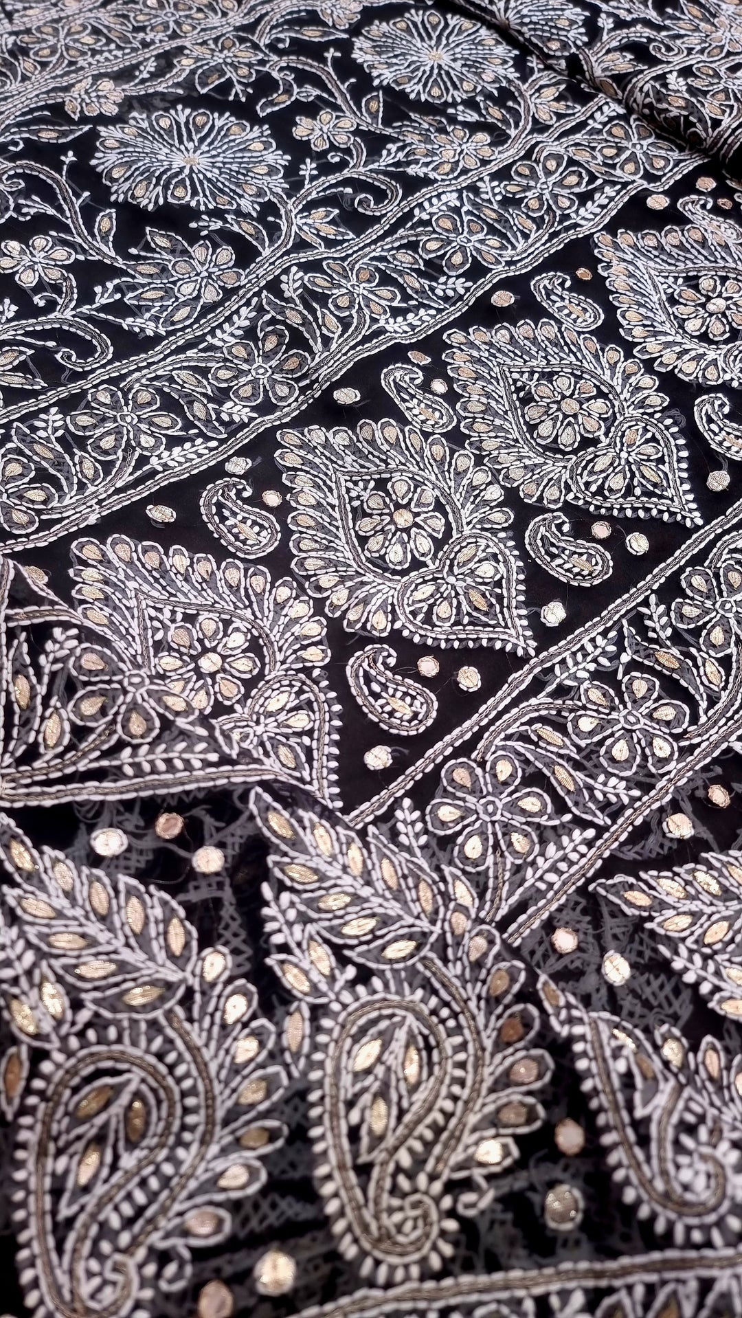 Georgette Chikankari Saree - black