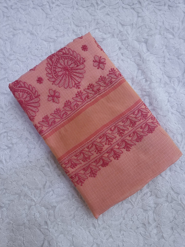 Hand Embroidered Chikankari Banarasi Silk Saree with Intricate Border & Palla Pattern – Includes  Blouse | Paridhan Chikan