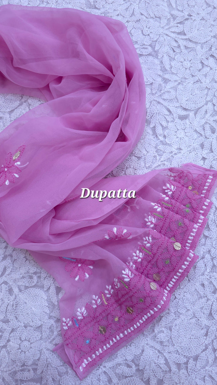 Fida Georgette Chikankari Dress Material Resham Aari pearl Work