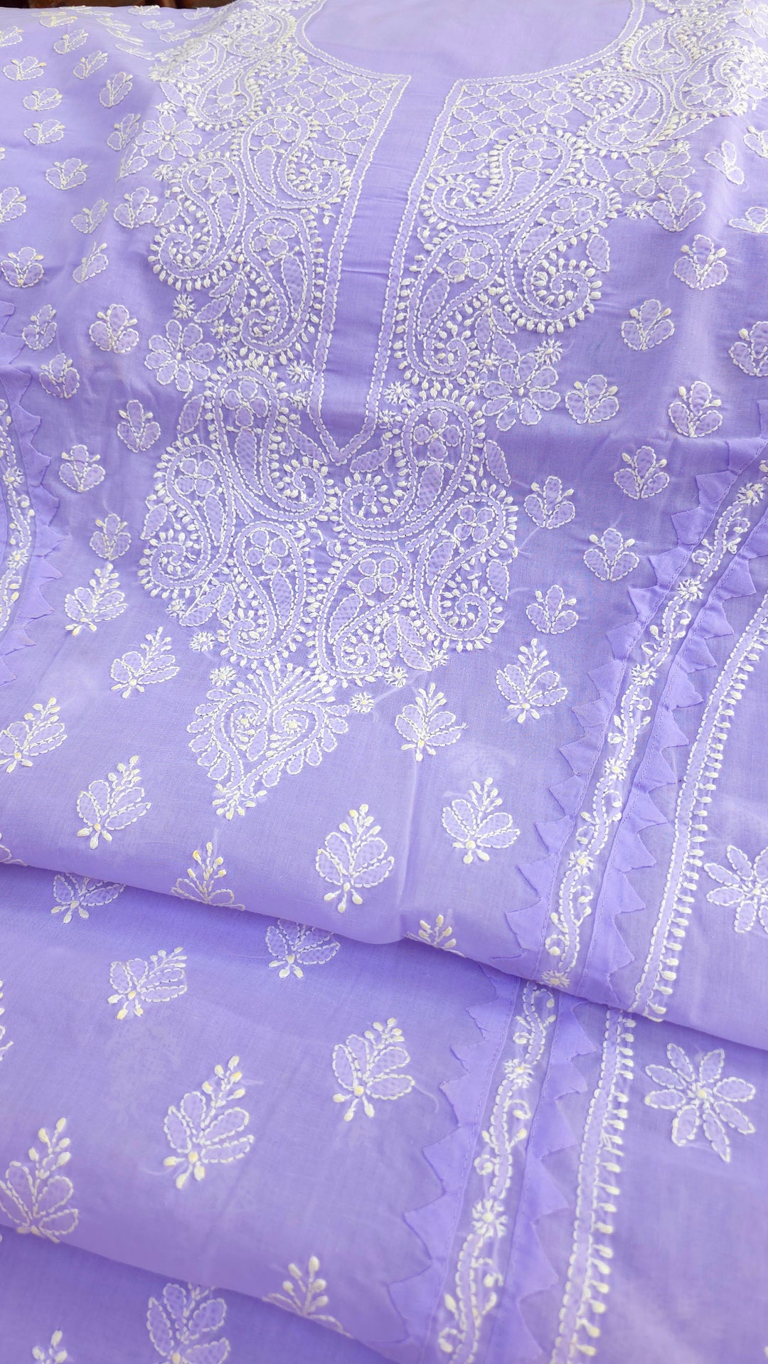 Darz Lucknowi Chikankari  Dress Material – Handmade Cotton Suit with Chiffon Dupatta