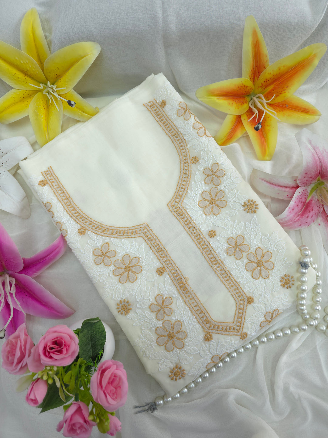 Paridhan Chikan Premium Cool Cotton Chikankari Dress Material Set with – Paridhan Chikan Exclusive