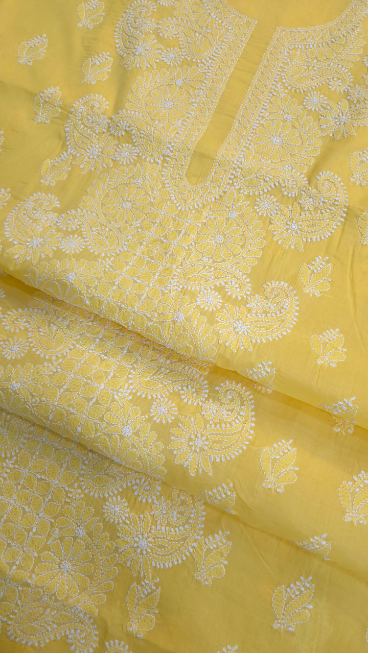 Paridhan Chikan Premium Handcrafted Chikankari Cotton Suit Set | Unstitched Dress Material with Chiffon Dupatta | Made in Lucknow
