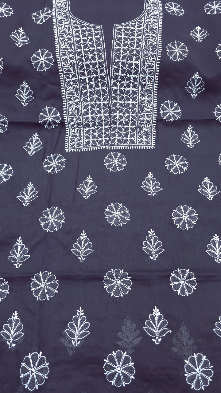 Paridhan Chikan Premium Handcrafted Chikankari Cotton Suit Set | Unstitched Dress Material with Chiffon Dupatta | Made in Lucknow