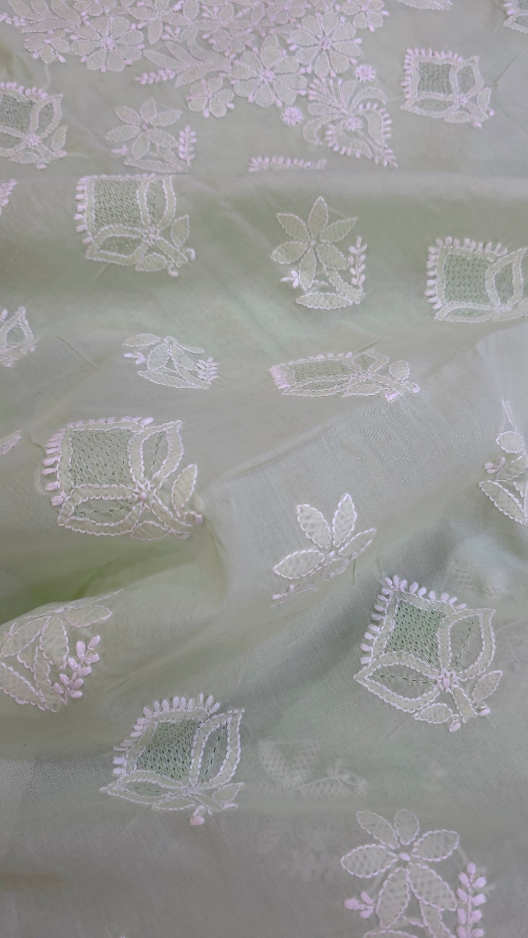 Handmade Jaali Chikankari Cotton Dress Material with Chiffon Dupatta | Authentic Lucknow Hand Embroidery | Unstitched Suit Set