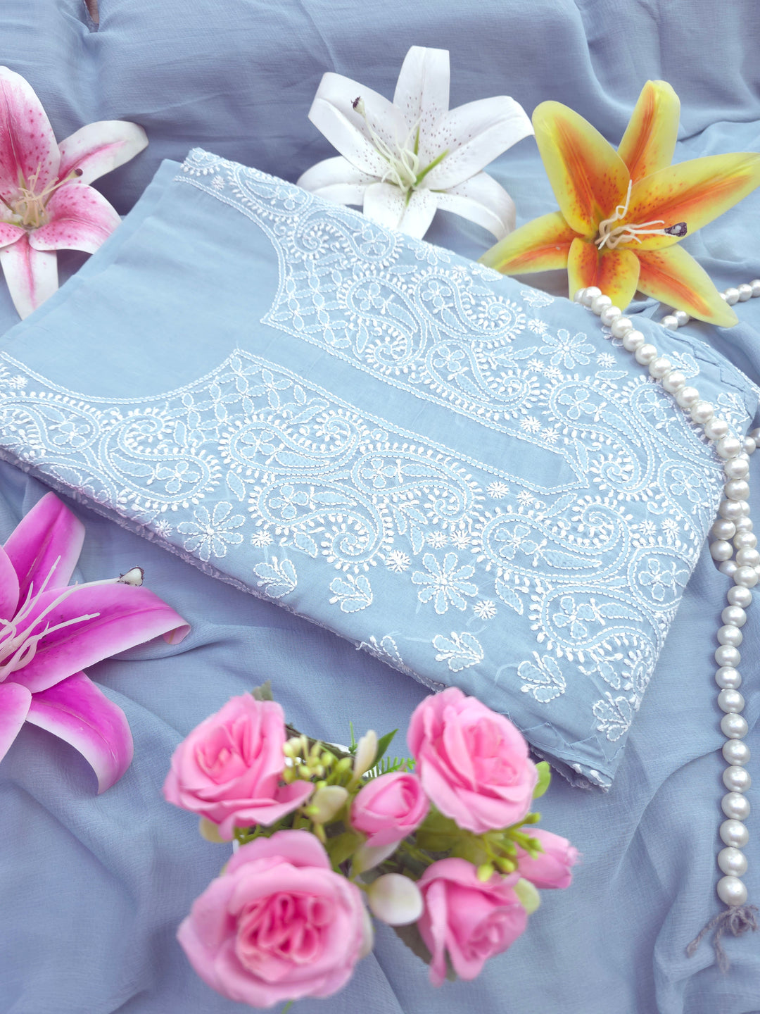 Darz Lucknowi Chikankari Dress Material – Handmade Cotton Suit with Ch – Paridhan Chikan Exclusive