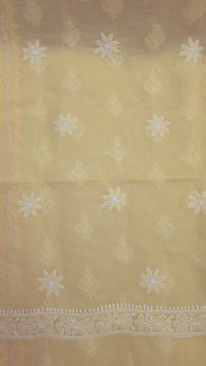 Darz Lucknowi Chikankari  Dress Material – Handmade Cotton Suit with Chiffon Dupatta