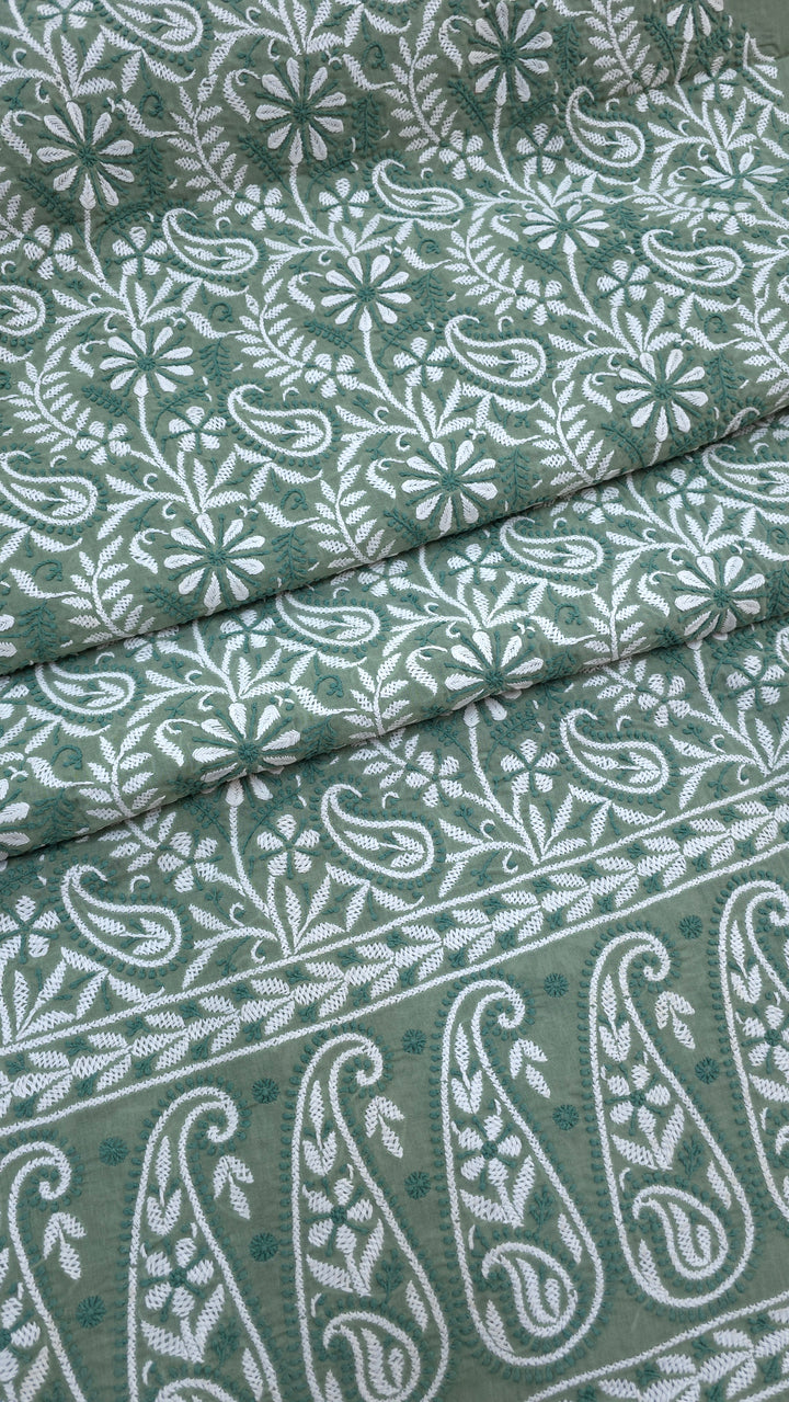 " Lucknowi Chikankari Unstitched Cotton Suit Set – Kurta, Bottom & Dupatta by Paridhan Chikan"