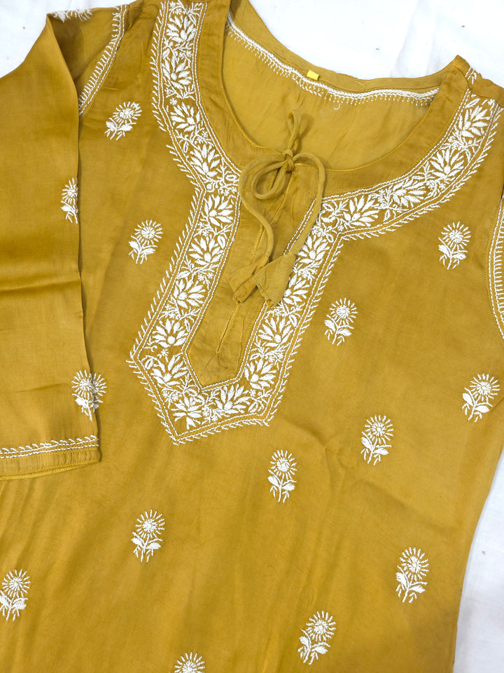 Women's Modal Satin Chikankari Top – Authentic 2 Taar Hand Embroidery