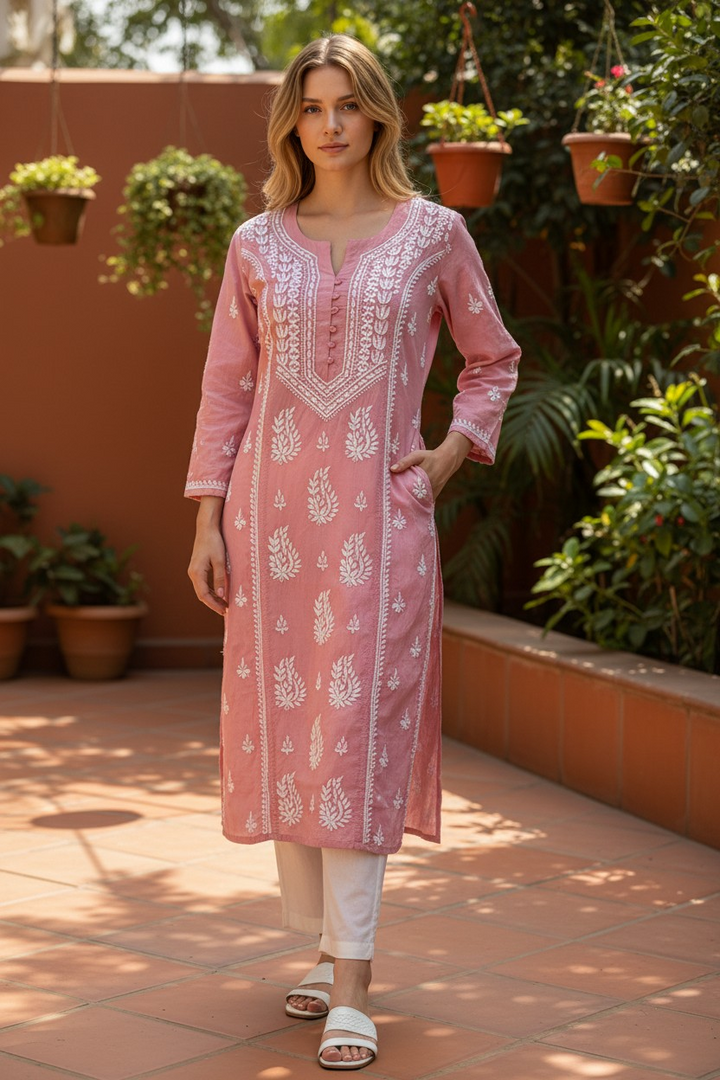 Pure Muslin Chikankari Kurti