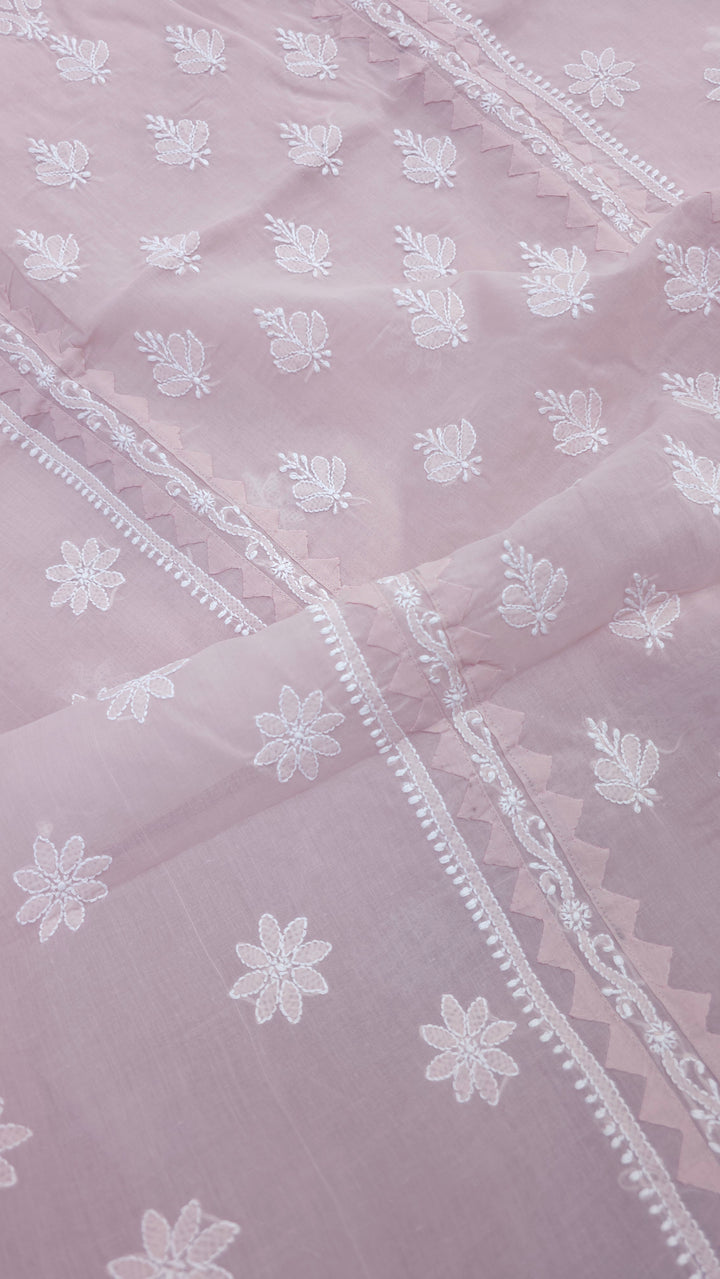 Darz Lucknowi Chikankari  Dress Material – Handmade Cotton Suit with Chiffon Dupatta